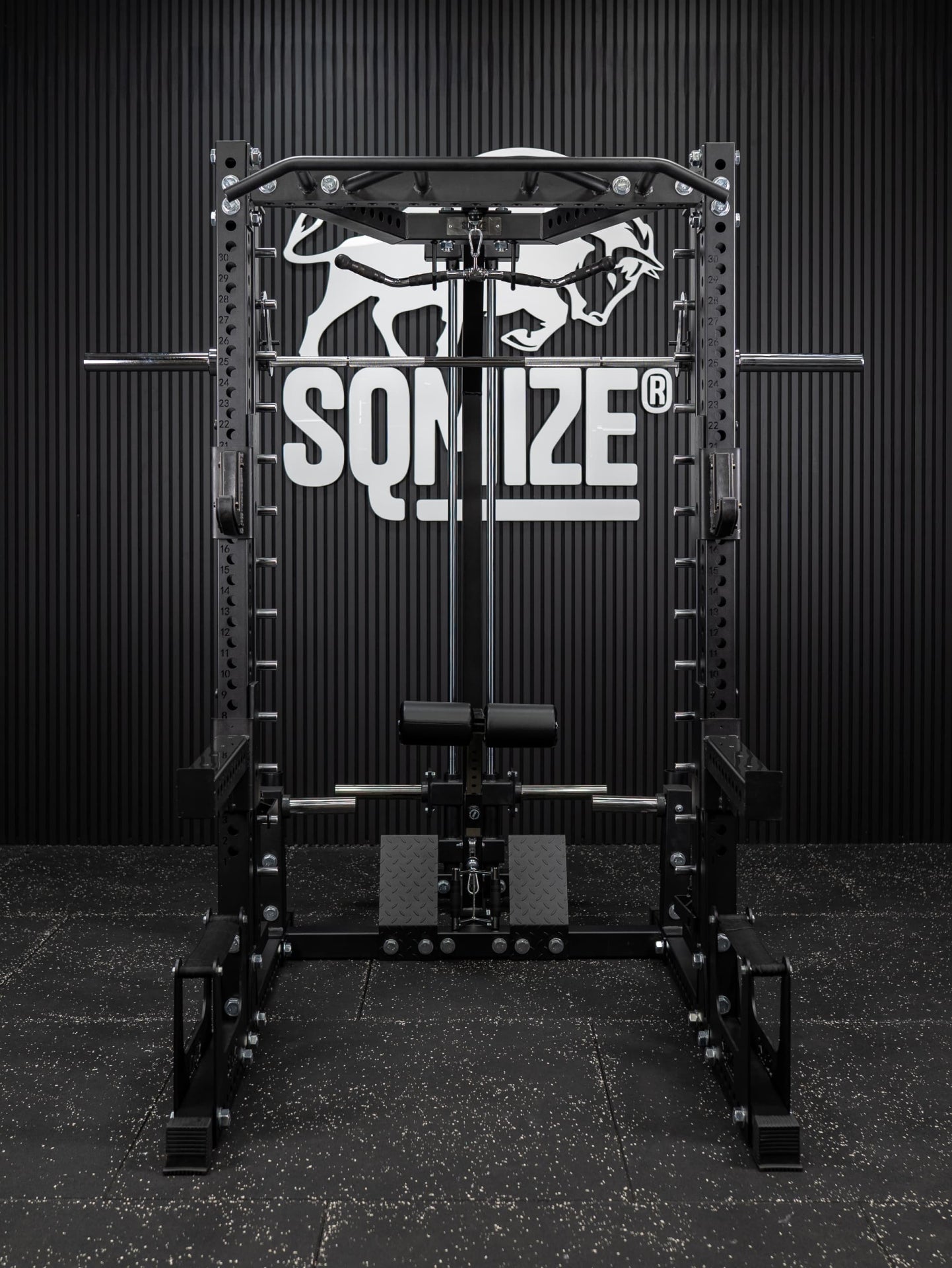 All-in-One Half Rack, Smith Machine & Latzug SQMIZE® PREMIUM BISON SQ-S550RSR, Höhe 224 cm